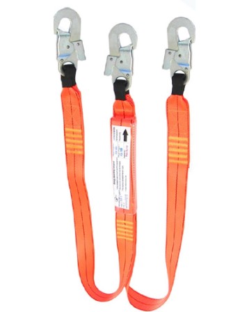 2 m double leg shock absorbing lanyard with 3 double action hooks