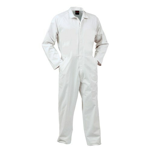 Food Industry Poly Cotton  Nylon Zip Overall White